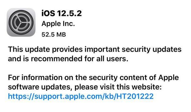 潞城苹果手机维修分享iOS12.5.2发布，建议所有老苹果用户安装 